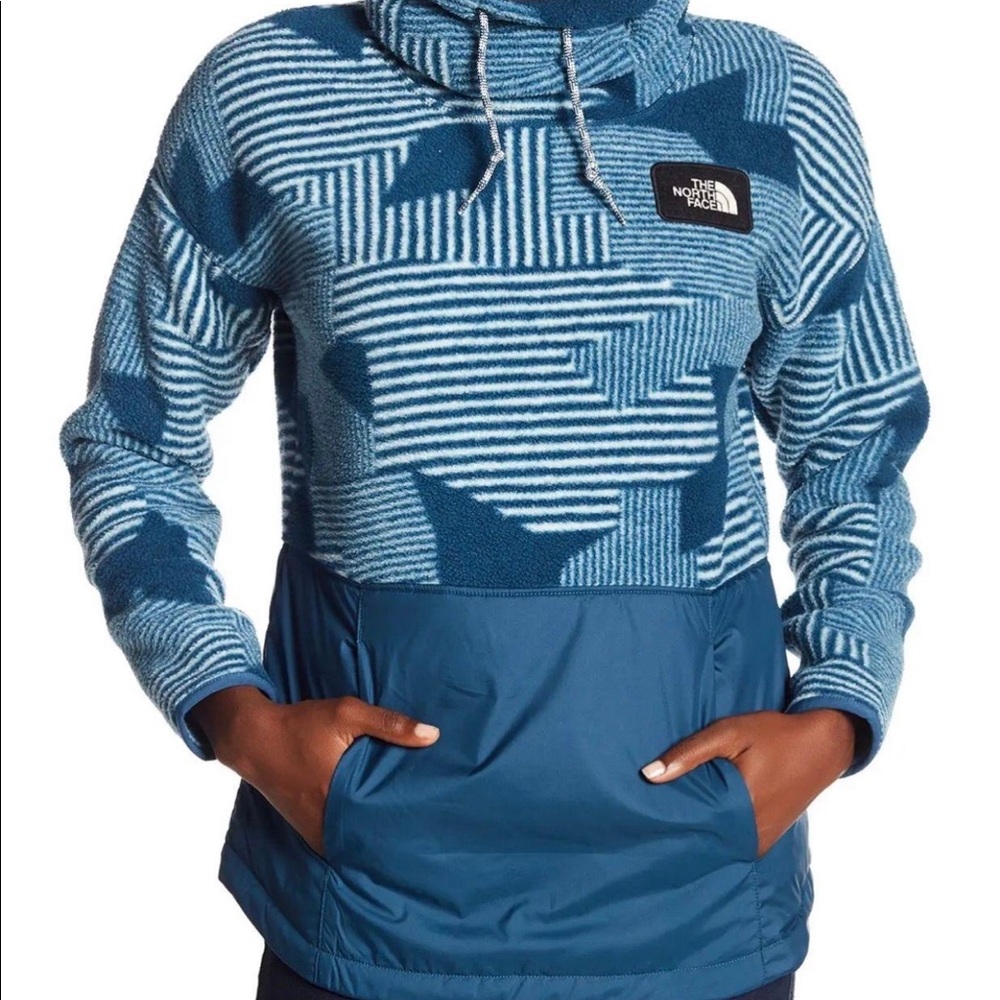 Northface Blue Riit Cowl Neck Fleece Pullover